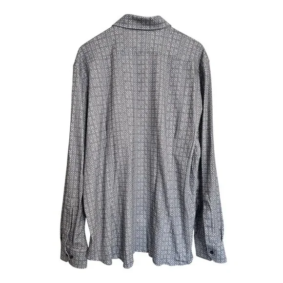 Emanuel Berg Modern 4 Flex Stretch Size XXL 18" Sport Shirt Grey Floral Pattern - Picture 3 of 8